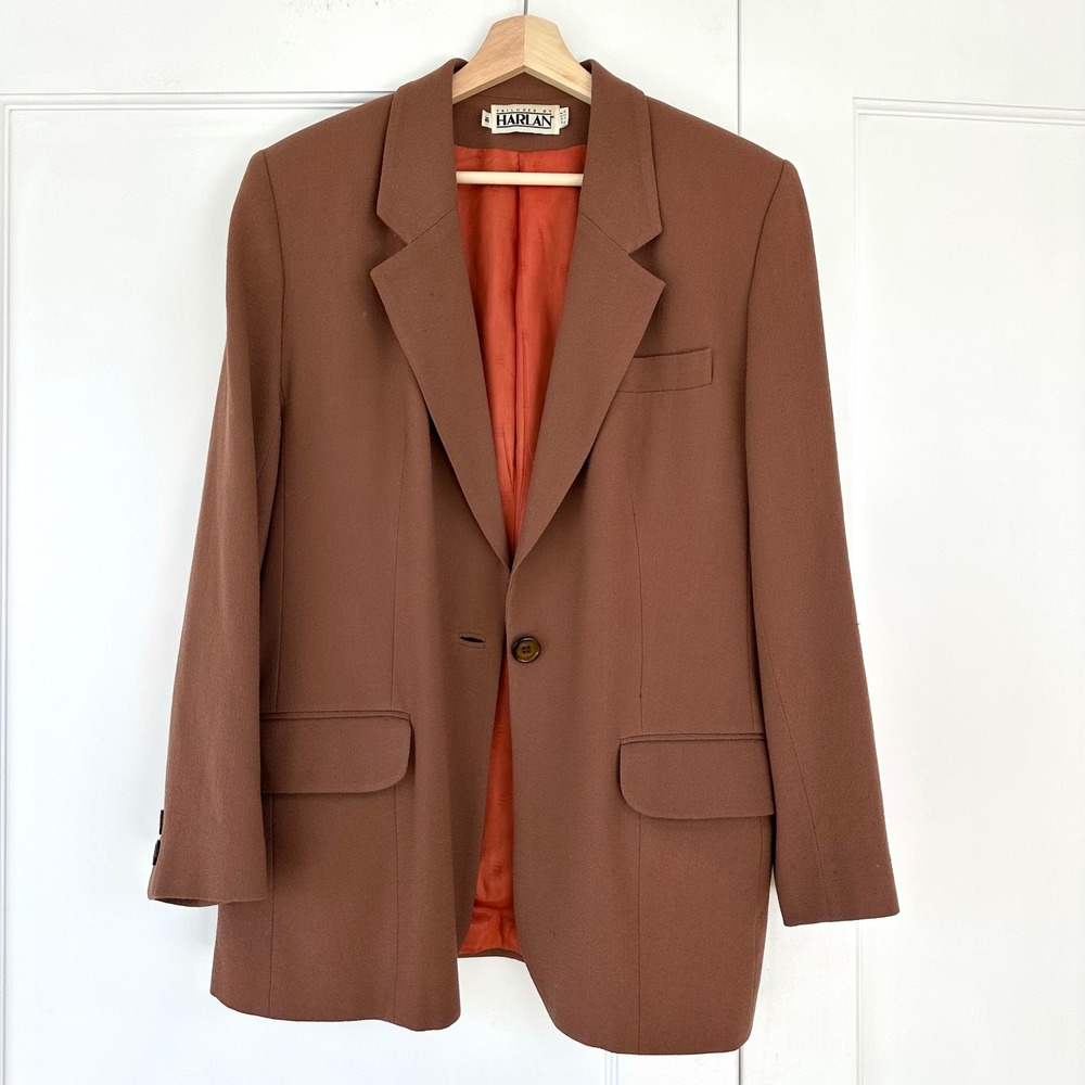 Tailored by Harlan Vintage Women's Brown‎ Blazer Rust 16 Large 90s - Picture 5 of 13